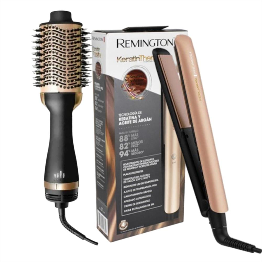 Combo Remington Plancha Keratin Therapy Original + Cepillo Secador3d Pro
