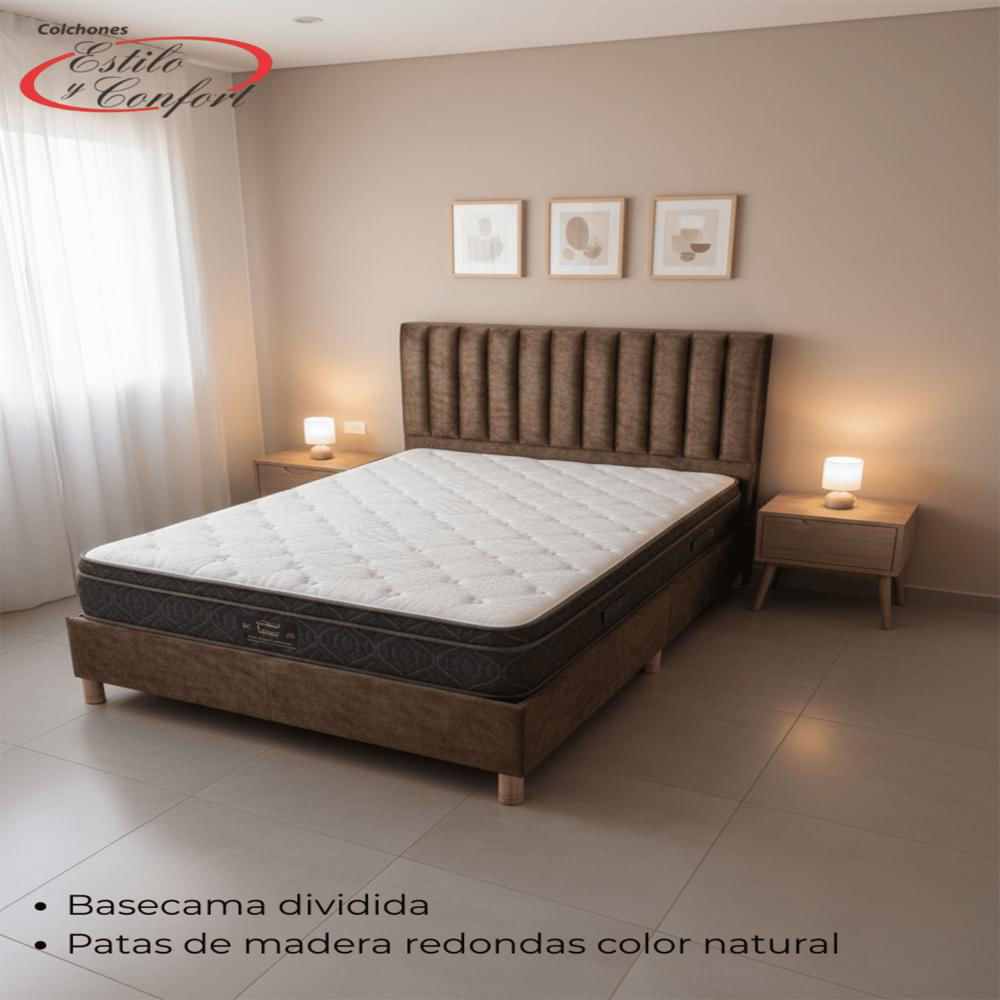 Basecama Con Cabecero Mónaco Café Mármol 120 Semidoble img #3