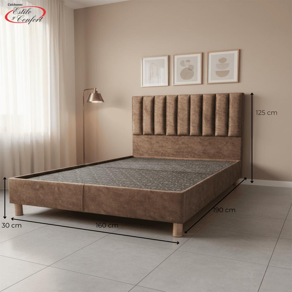 Basecama Con Cabecero Mónaco Café Mármol 160 Queen img #2