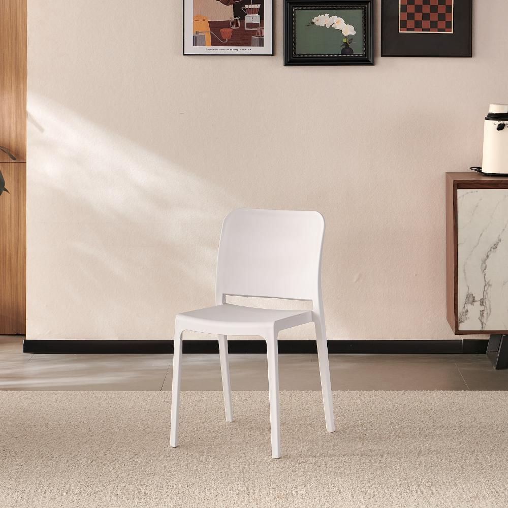 Silla Triveca, Blanco, Con Espaldar Cerrado Y Diseño Minimalista img #2