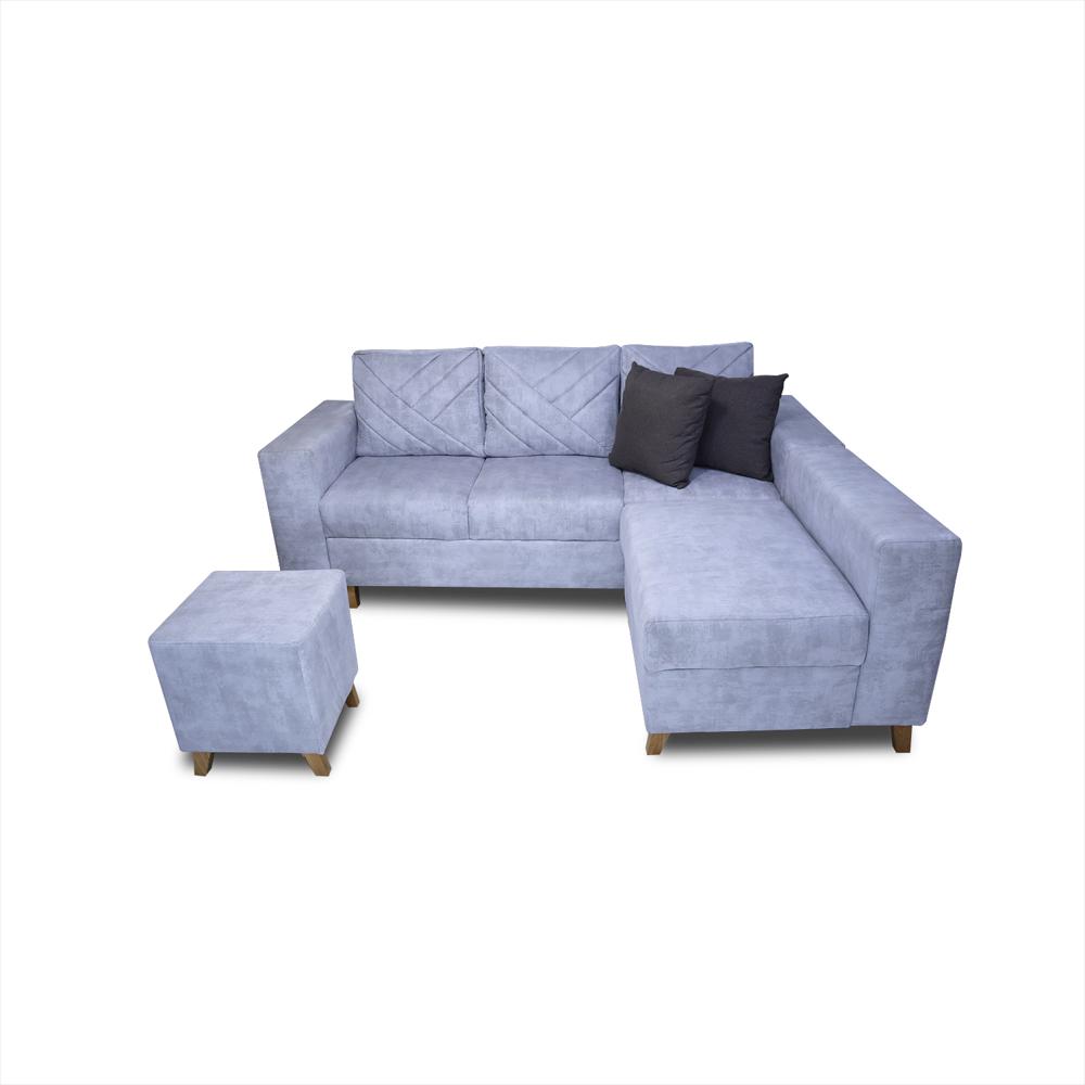 Sala Amsterdam + Poltrona + Puff En Tela Petfriendly Acero img #1