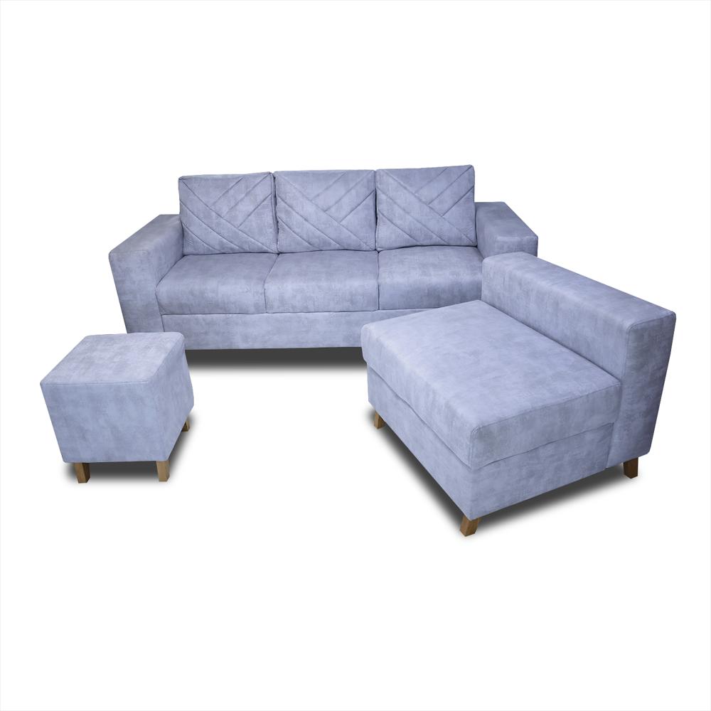 Sala Amsterdam + Poltrona + Puff En Tela Petfriendly Acero img #3