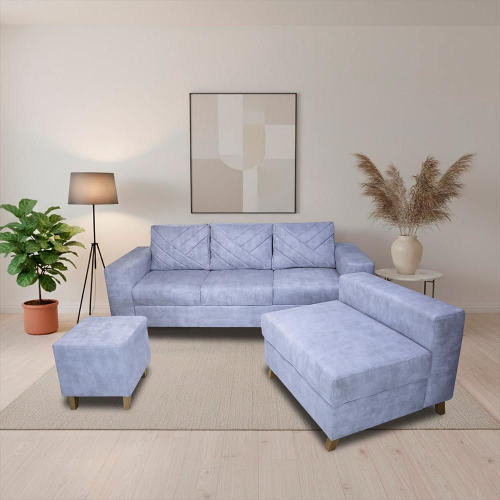 Sala Amsterdam + Poltrona + Puff En Tela Petfriendly Acero img #5