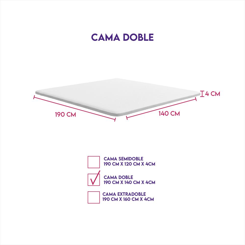 Sobrecolchón Topper Viscoelástica 140X190 Blanco Doble img #2