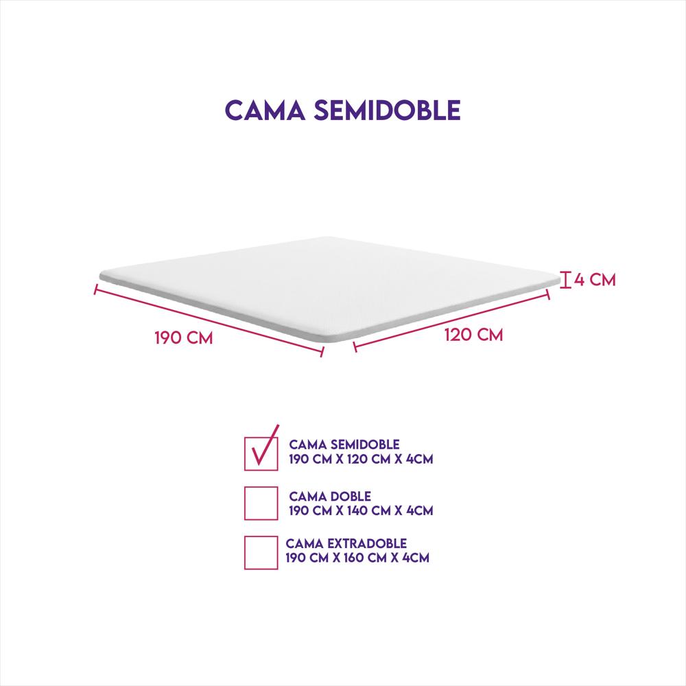 Sobrecolchón Topper Viscoelástica 120X190 Blanco Semidoble img #2