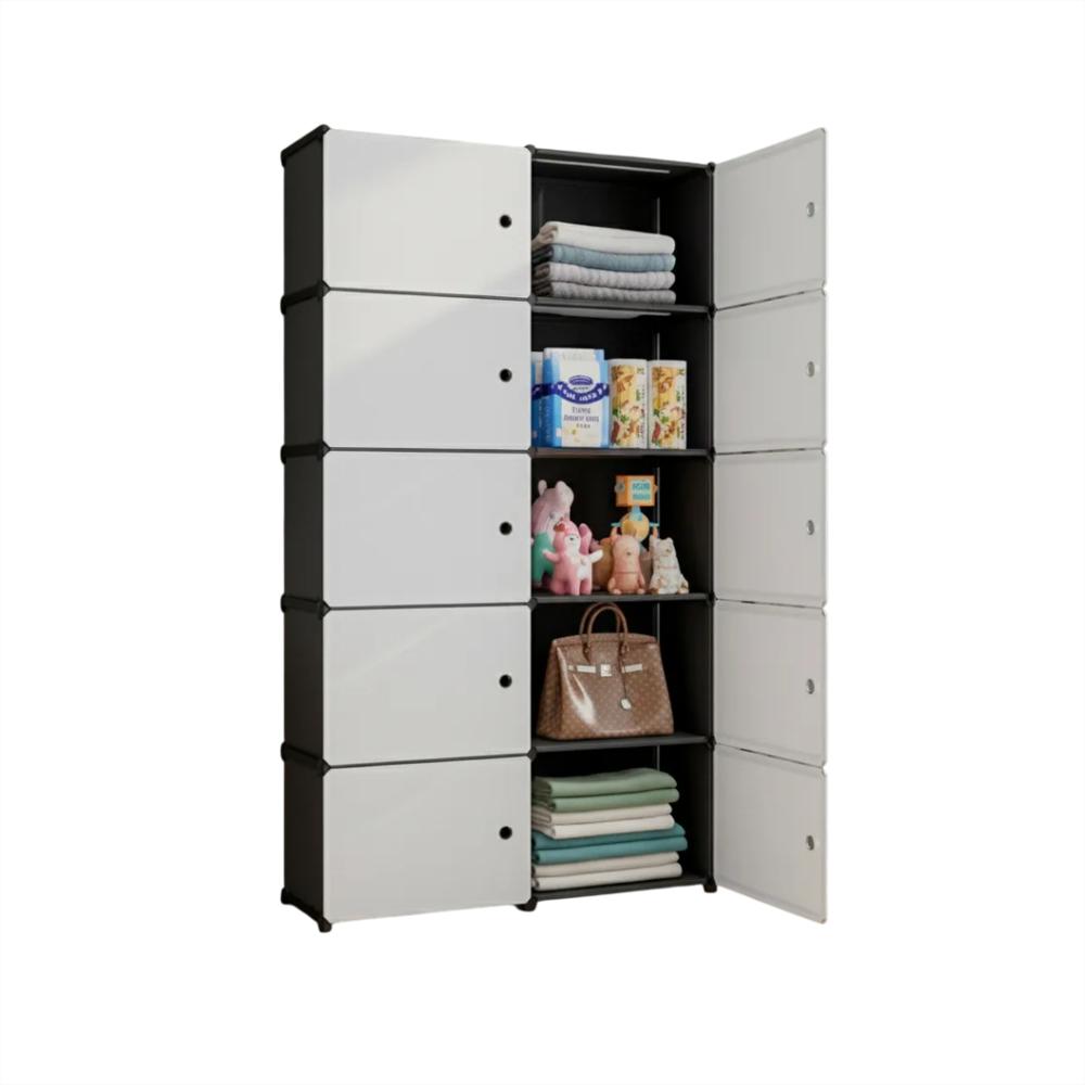 Closet Modulos 2 Cuerpos X 10 Compartimientos Acrlico Negro