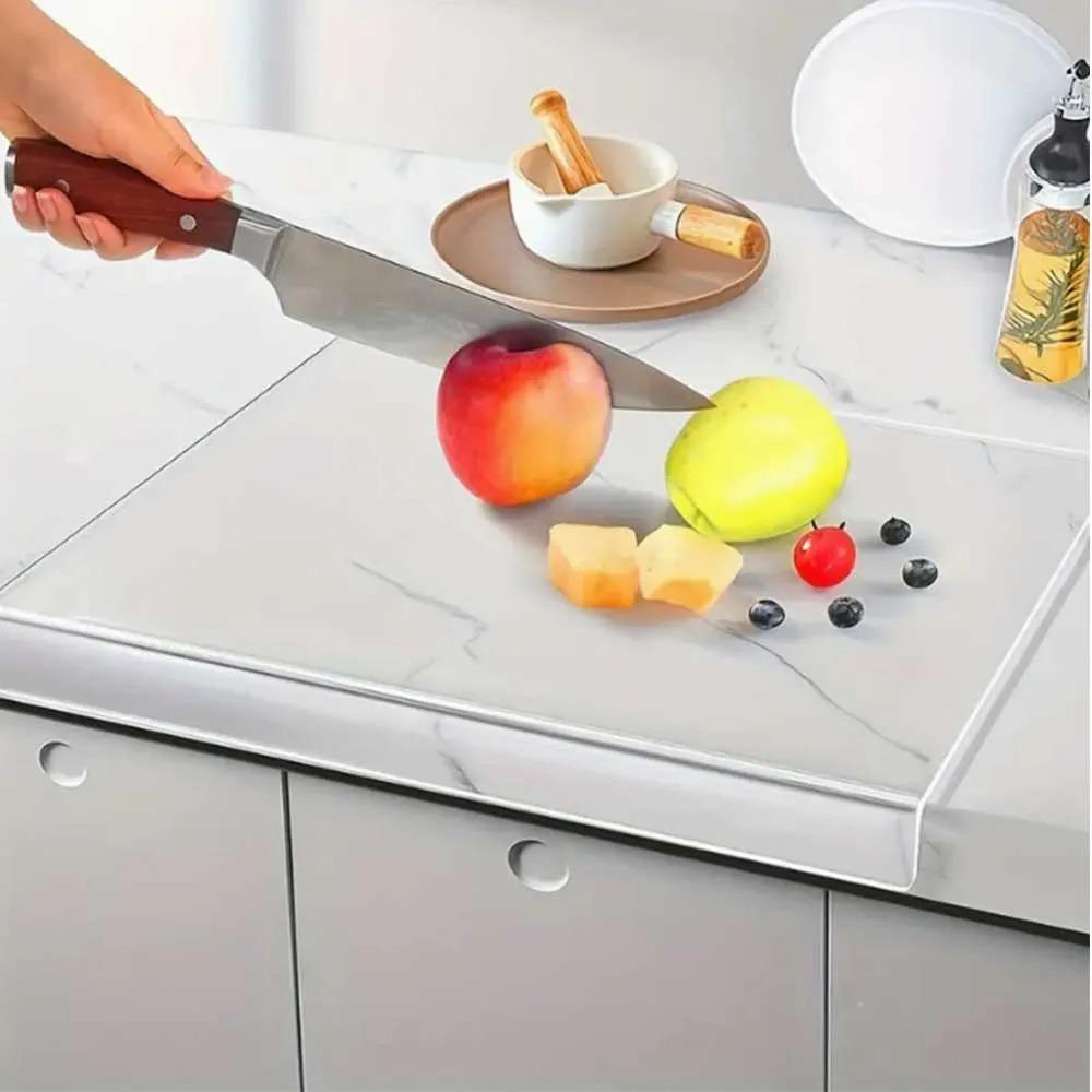 Tabla Corta Alimentos Protector Mesón Cocina Antideslizante Lisa Transparente img #3