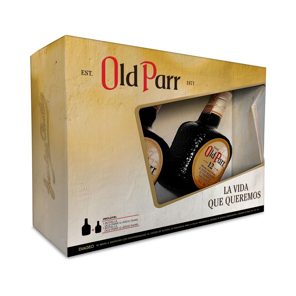 Whisky OLD PARR blended 1und 500ml + 1 und 750ml 12 años (1250  ml) img #1