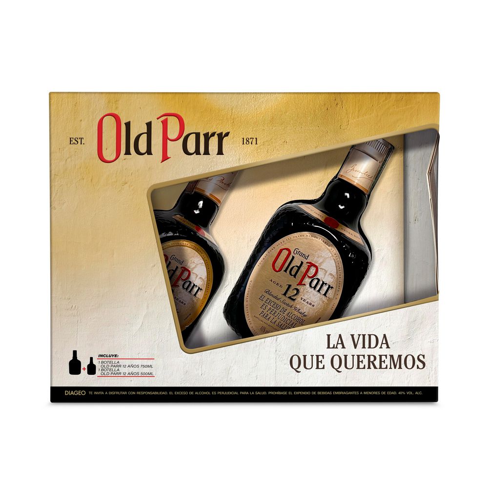 Whisky OLD PARR blended 1und 500ml + 1 und 750ml 12 años (1250  ml) img #2