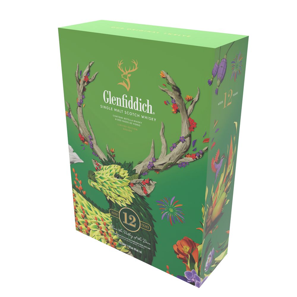 Whisky GLENFIDDICH Single Malt Scotch + 2 vasos 12 años (750  ml) img #1