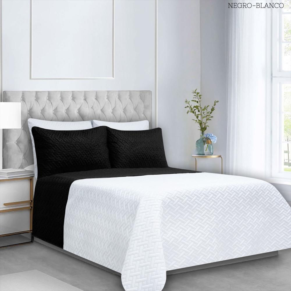 Colcha Cama Queen Blanco Y Negro img #1