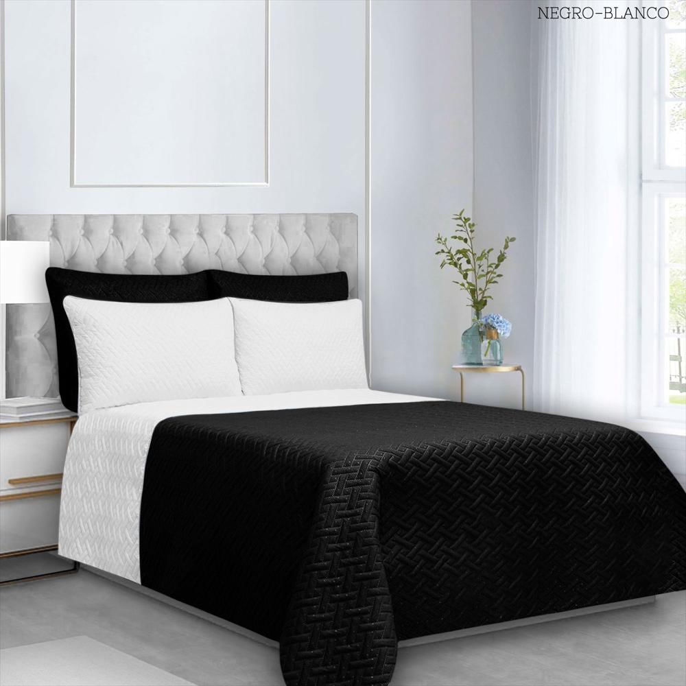 Colcha Cama Queen Blanco Y Negro img #2