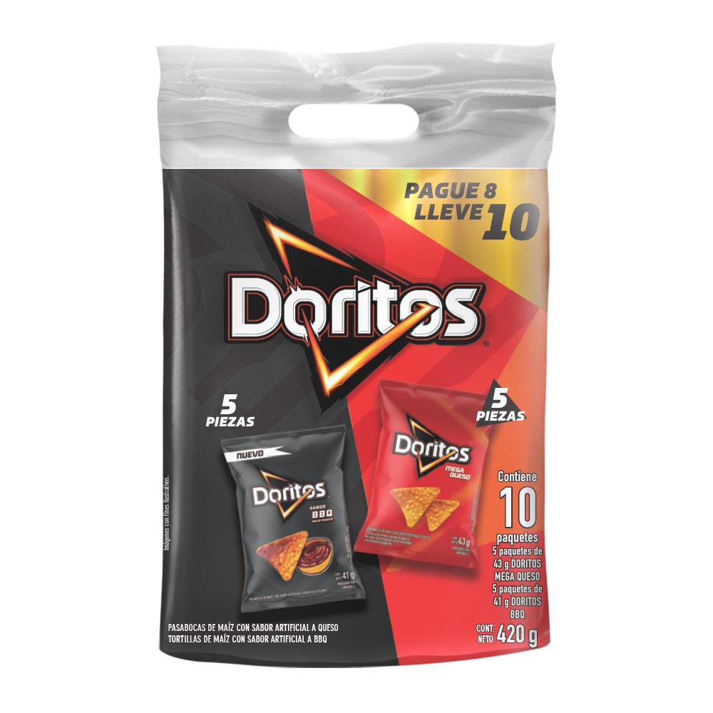 Pasabocas DORITOS queso y BBQ X10und (420  gr) img #1
