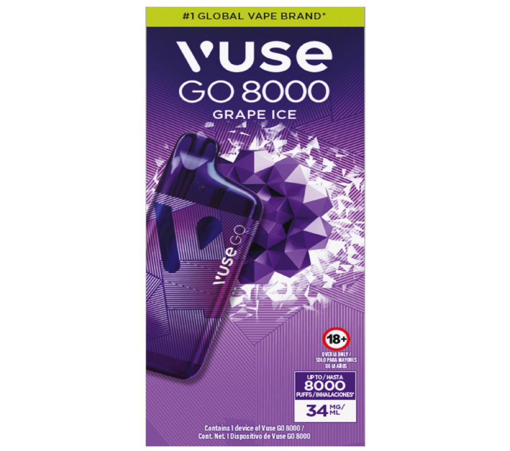 Vapeador VUSE GO 8000 GRAPE ICE (1 und)