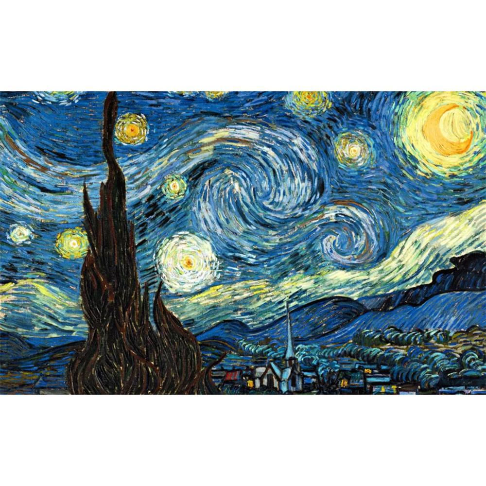 Cuadro La Noche Estrellada Sobre Lienzo Sublimado 100 X 70 Cm Decoración Hogar img #1