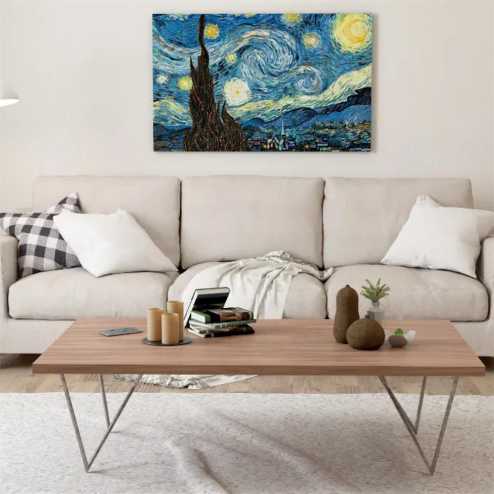 Cuadro La Noche Estrellada Sobre Lienzo Sublimado 100 X 70 Cm Decoración Hogar img #2