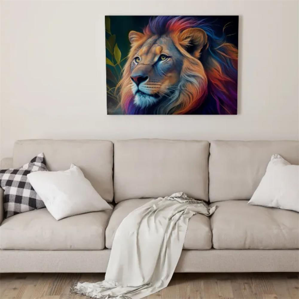 Cuadro De León Sobre Lienzo Sublimado Para Sala Comedor Alcoba Decoración Hogar img #3