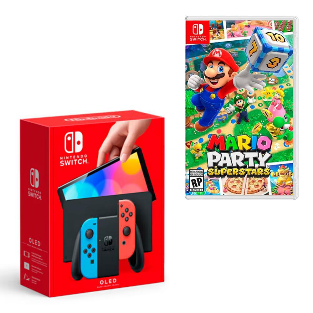 Consola Nintendo Switch Modelo Oled Neon + Mario Party Superstars