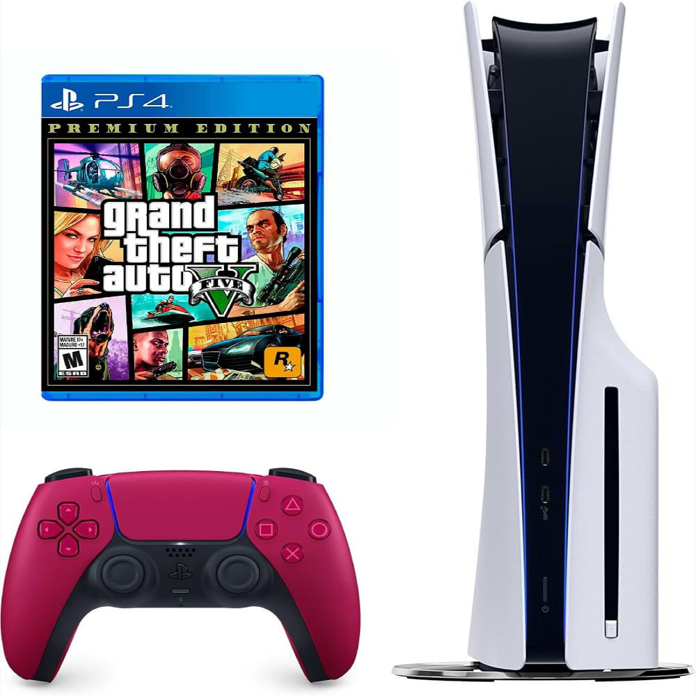 Consola Playstation 5 Slim De Disco Con Control Rojo Y Videojuego Gta V Version Ps4 Consola Playstation 5 Slim De Disco Con Control Rojo Y Videojuego Gta V Version Ps4