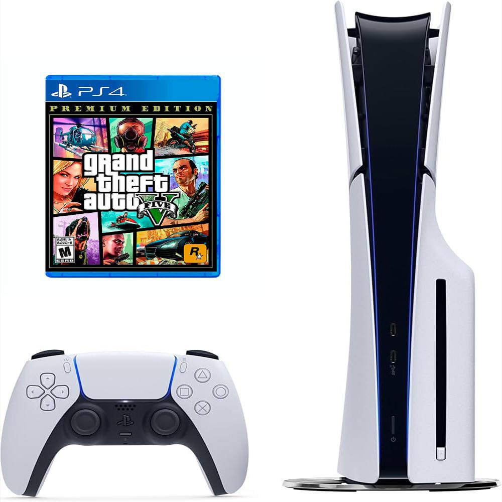 Consola Playstation 5 Slim De Disco Con Control Blanco Y Videojuego Gta V Version Ps4 Consola Playstation 5 Slim De Disco Con Control Blanco Y Videojuego Gta V Version Ps4