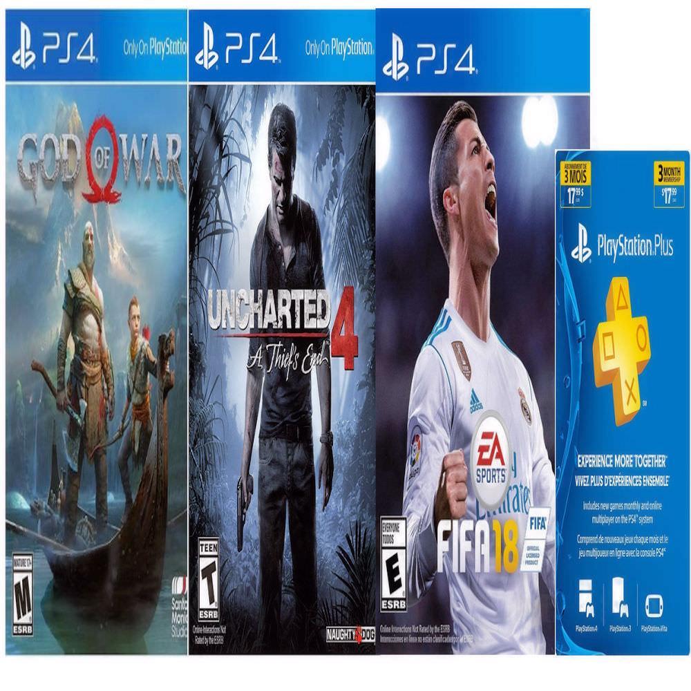 Ps4 Slim 1 Tb+God Of War+Fifa 18 +Uncharted 4+Psn 3 Meses img #3