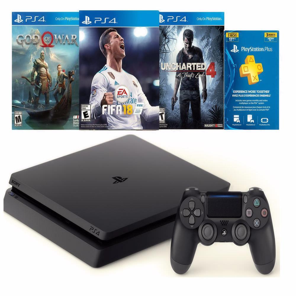 Ps4 Slim 1 Tb+God Of War+Fifa 18 +Uncharted 4+Psn 3 Meses img #1