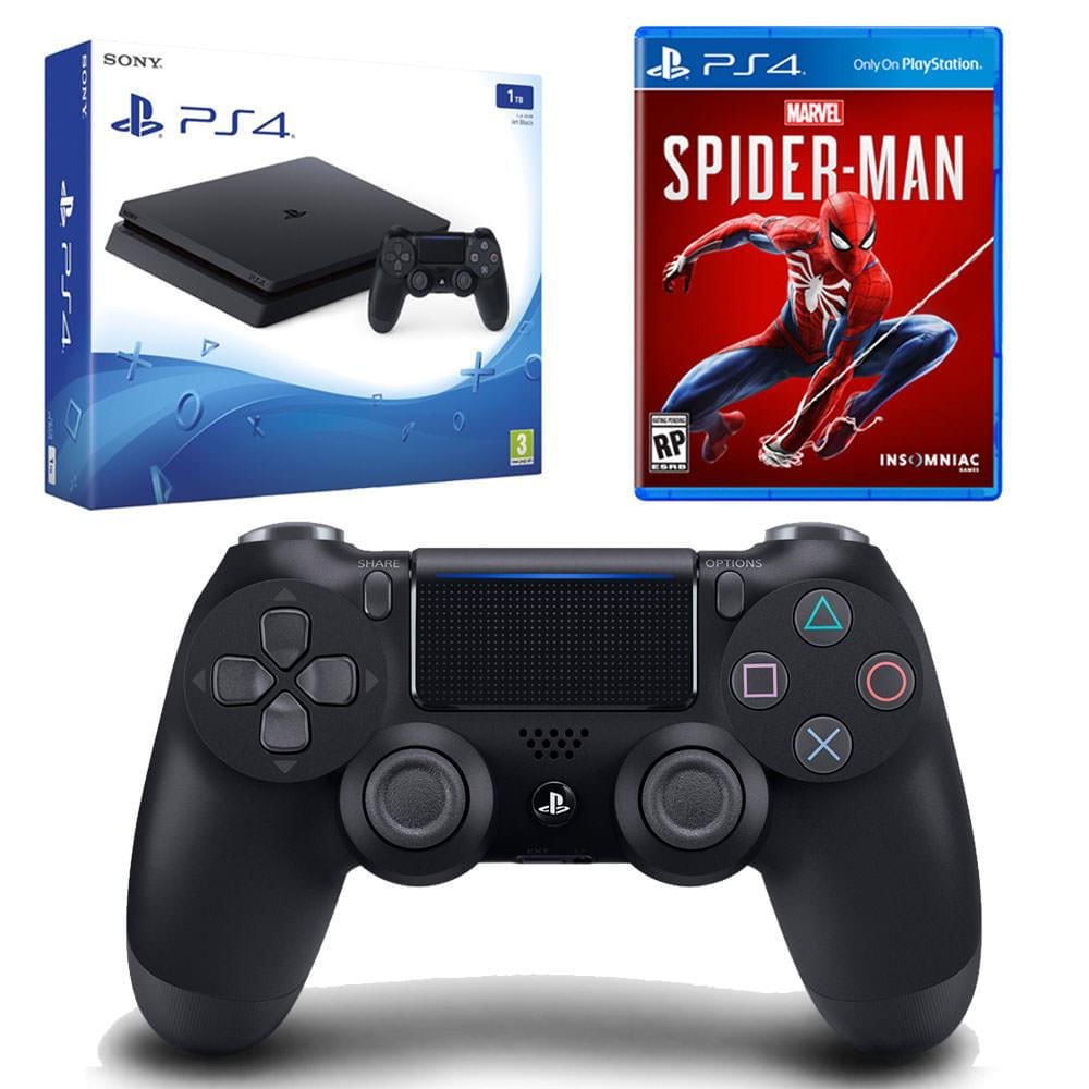 Consola Ps4 Slim 1T + Control Negro + Spiderman