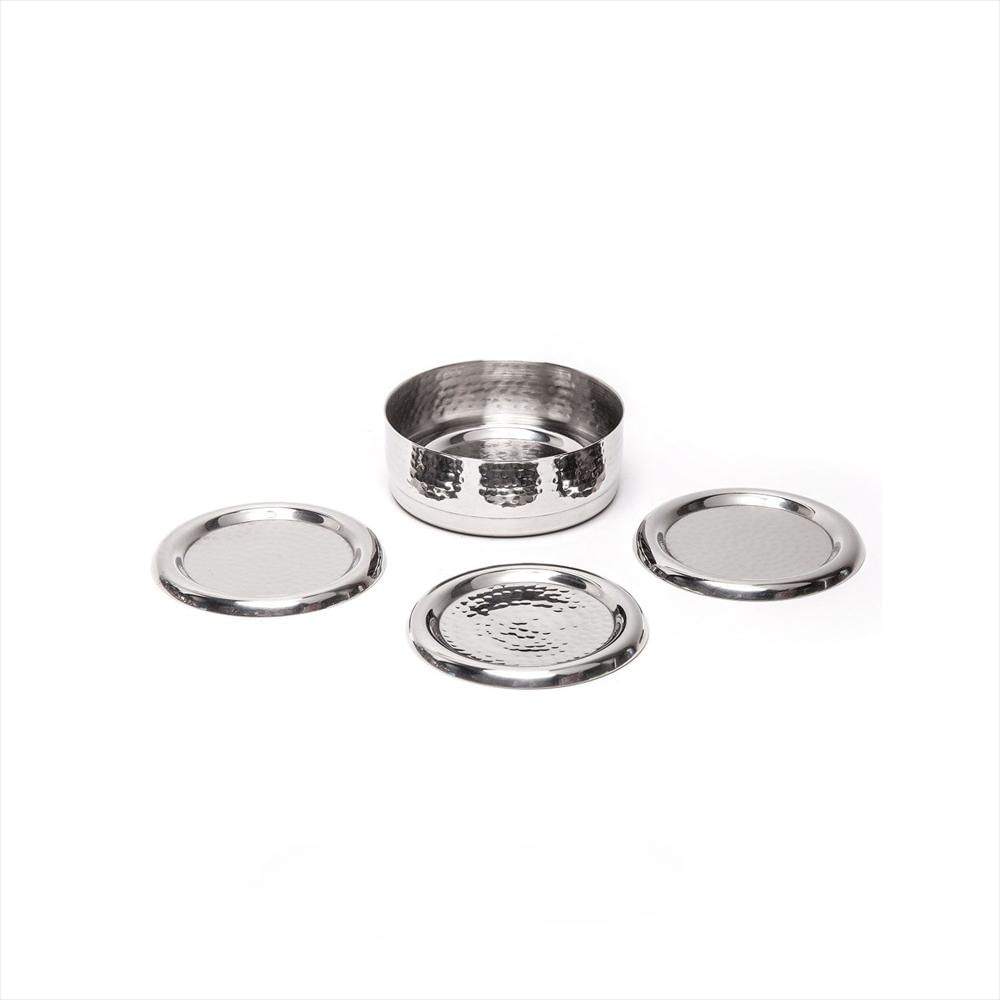Set X6 Portavasos Y Estuche En Acero Inoxidable Alumar Plata img #1