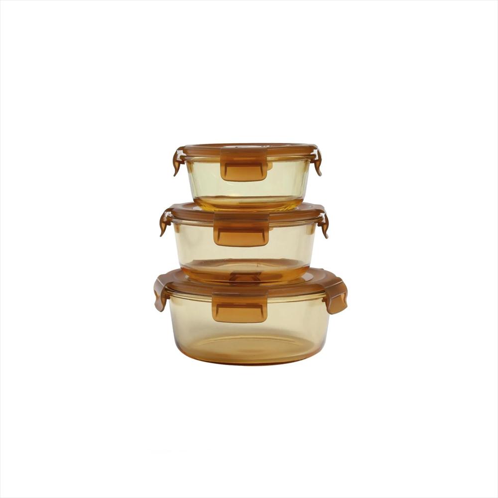 Set X3 Recipientes Redonda Con Tapa Hero396497 Ambar img #1