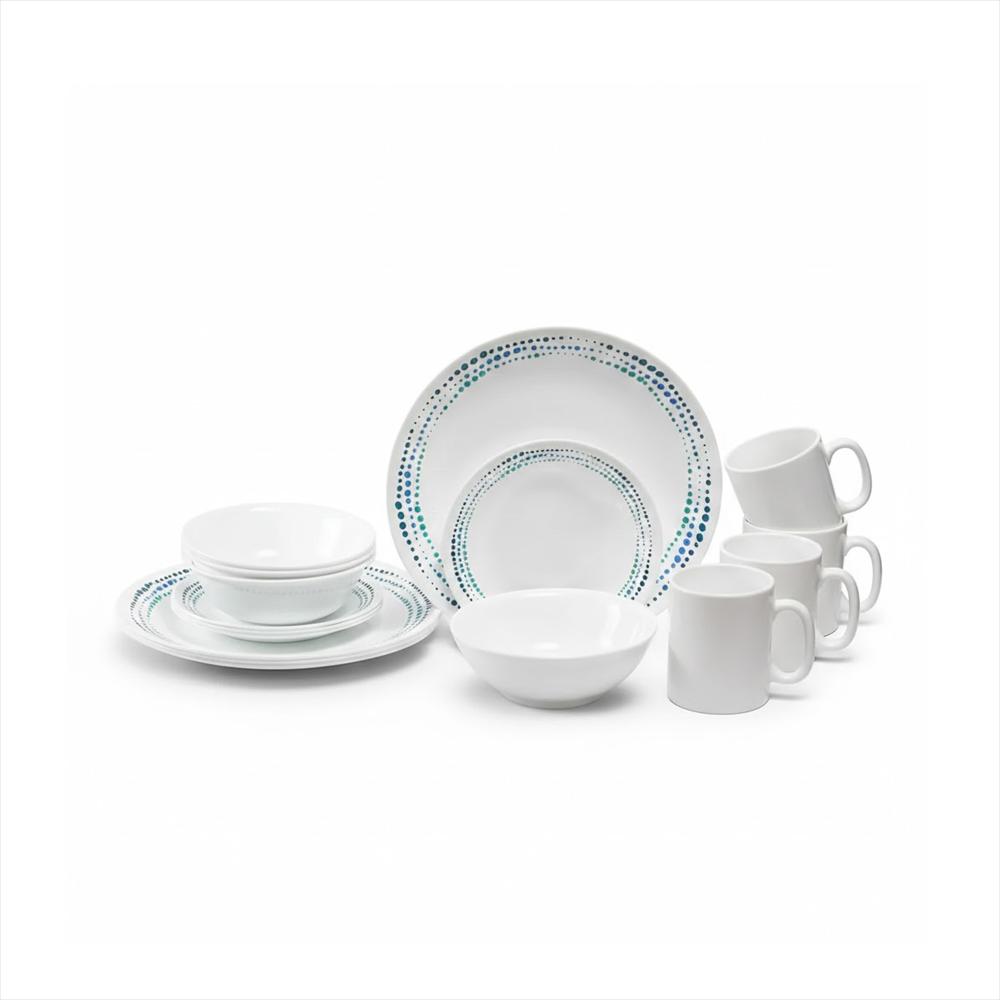 Vajilla Ocean Blues 4 Puestos 16 Piezas Corelle Blanco img #1