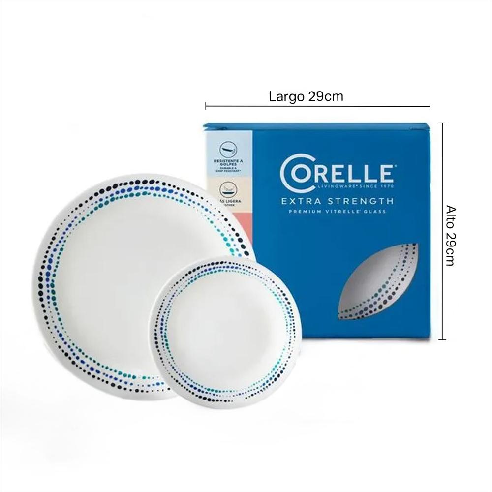 Vajilla Ocean Blues 4 Puestos 16 Piezas Corelle Blanco img #3