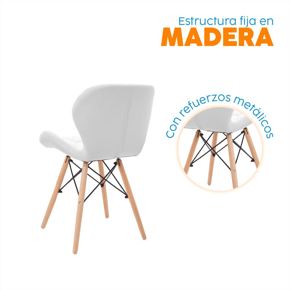 Set X4 Sillas De Comedor Mariposa Blanco Bonno img #3