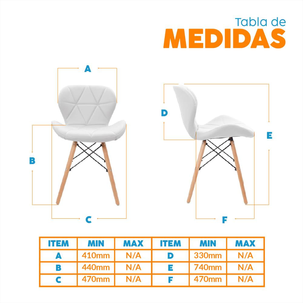 Set X4 Sillas De Comedor Mariposa Blanco Bonno img #4