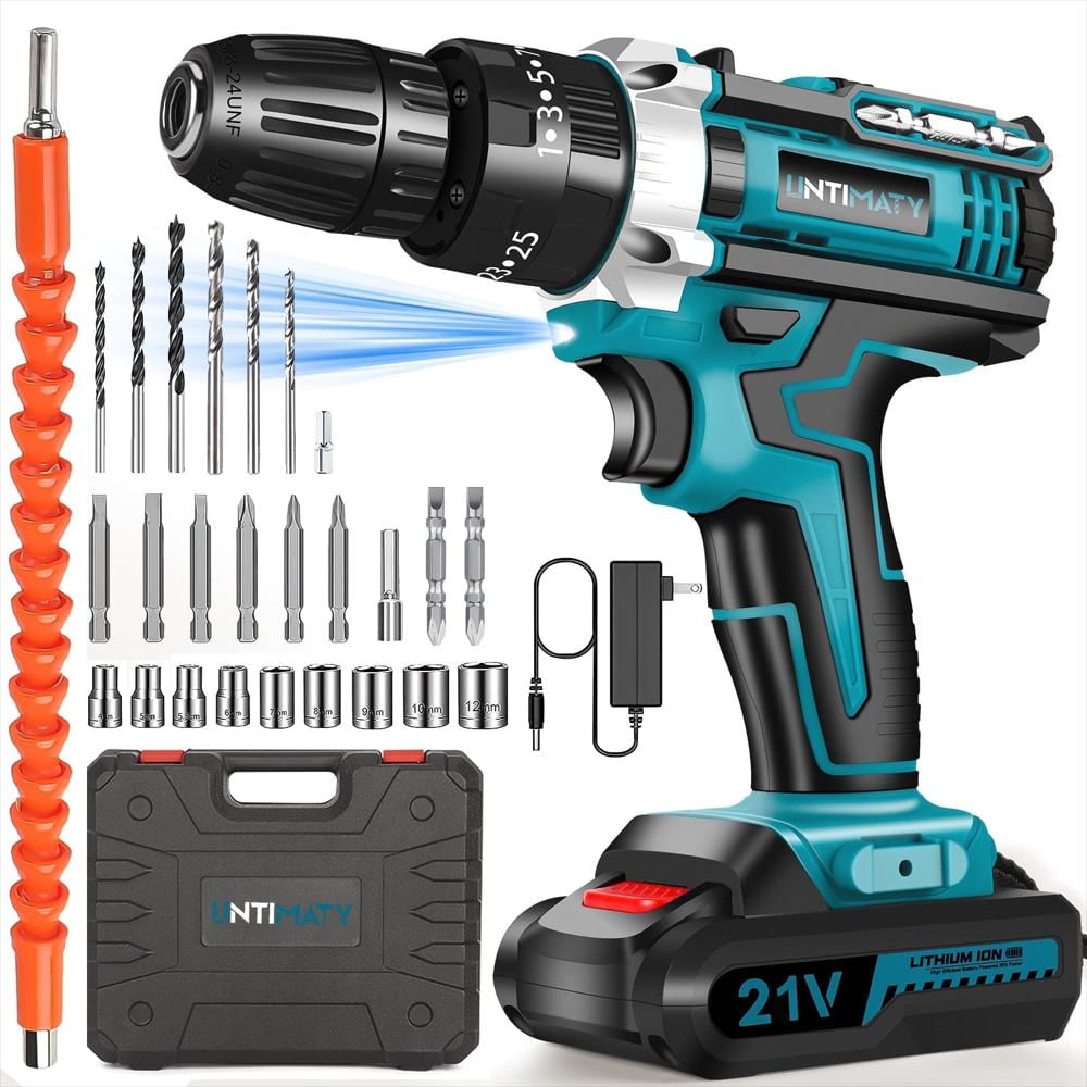 Taladro Sin Escobillas Inalámbrico De 3/8 pulgadas 21V Untimaty Set Con Batería Y Taladro Sin Escobillas Inalámbrico De 3/8 pulgadas 21V Untimaty Set Con Batería Y