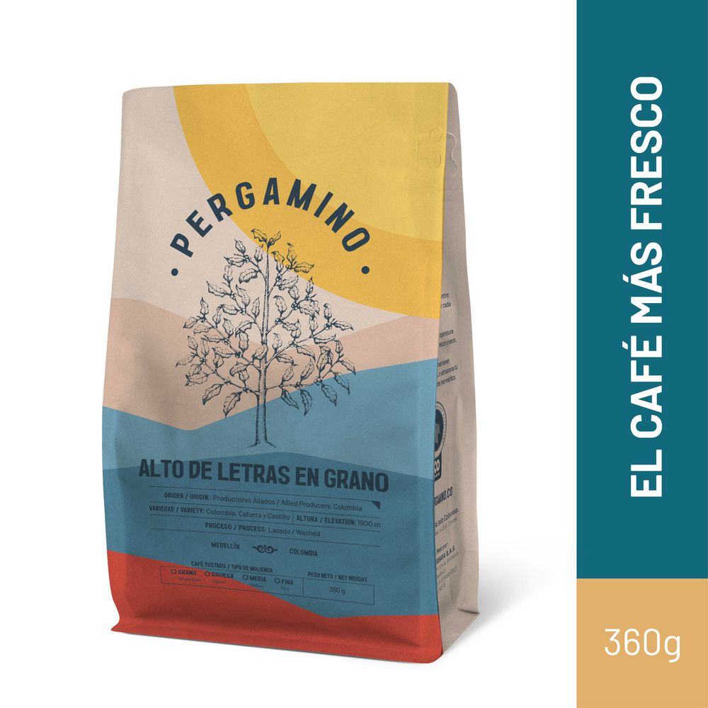 Café en grano PERGAMINO alto de letras (360  gr)