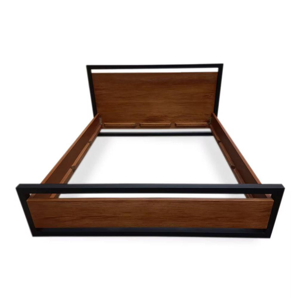 Cama May Doble En Roble Y Metal img #2