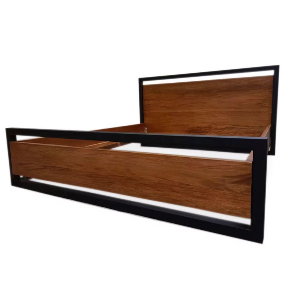 Cama May Doble En Roble Y Metal img #3