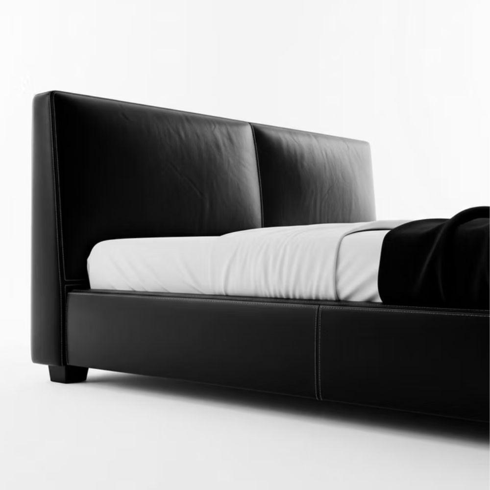 Cama Simona Queen En Cuero Natural img #2