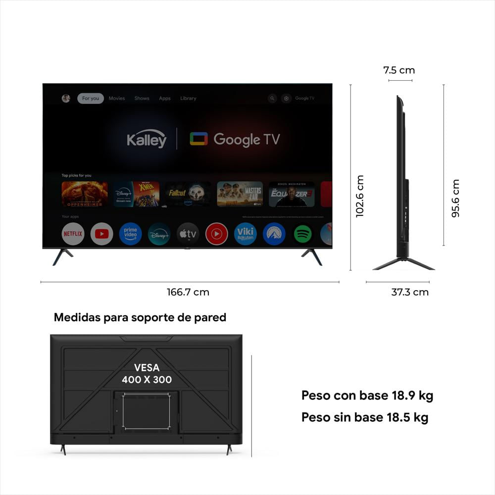 Televisor Kalley 75 Pulgadas Qled 4K img #2