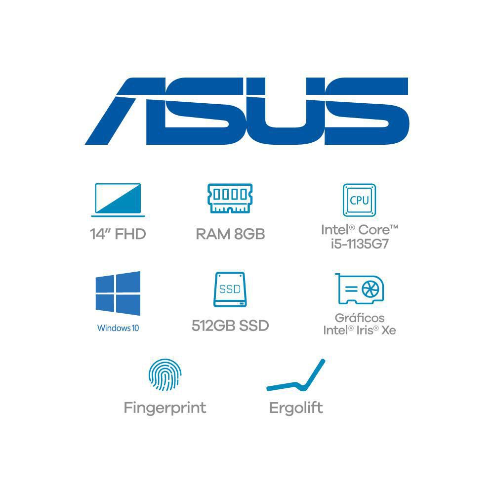 Portatil ASUS VivoBook Intel Core i5 1135G7 RAM 8 GB 512 GB SSD X413EAEB377T img #6
