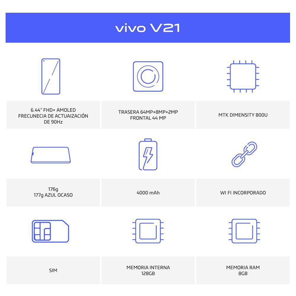 Celular VIVO V21 128 GB 8 GB RAM Negro img #2