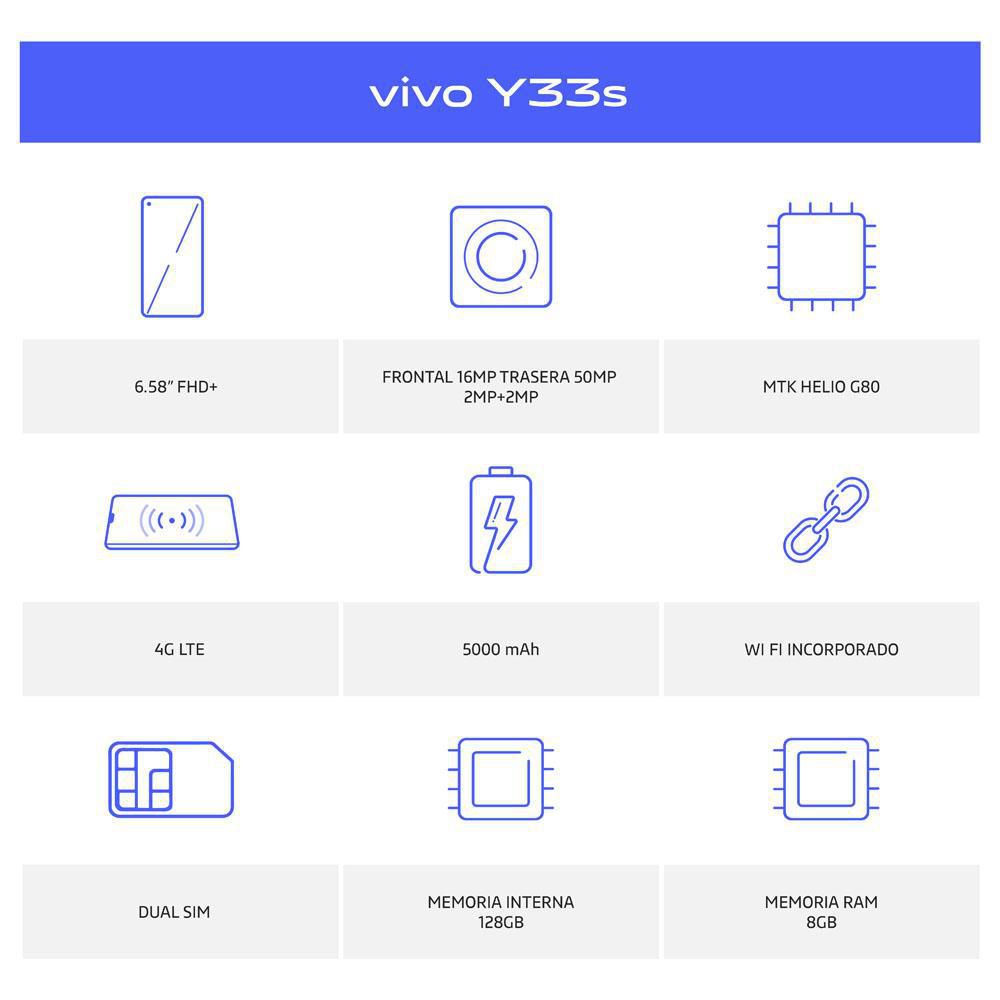 Celular VIVO Y33S 128 GB 8 GB RAM Negro Espejo + Banda img #2