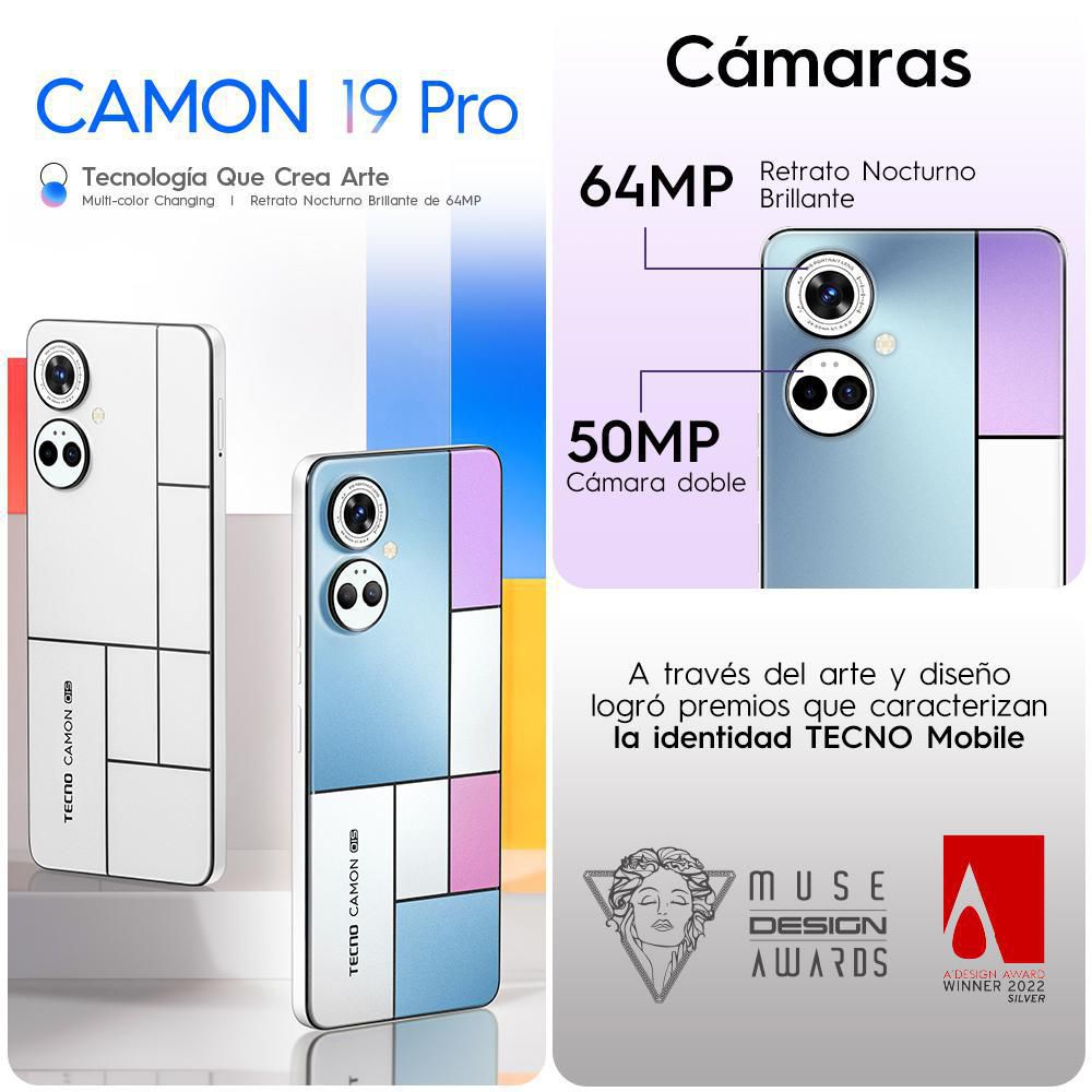Celular TECNO MOBILE CAMON 19 PRO 128 GB 8 GB RAM Mondrian + Audifonos SC01 img #3