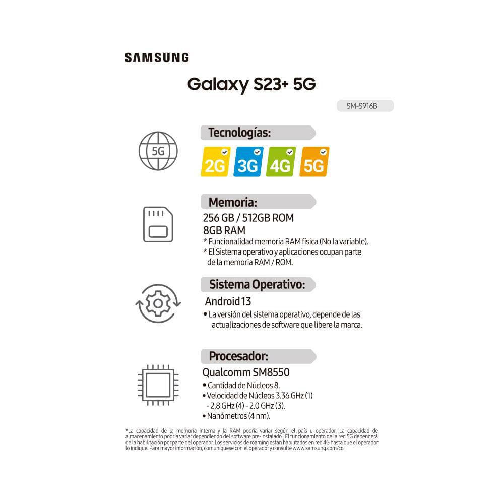 Celular SAMSUNG S23+ 5G 256 GB 8 GB RAM Negro img #8