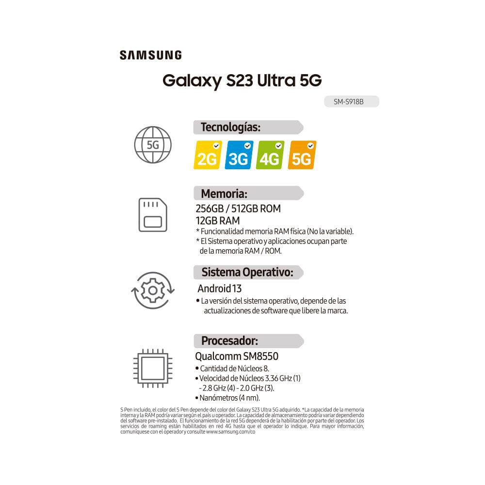 Celular SAMSUNG S23 Ultra 5G 256 GB 12 GB RAM Negro img #8