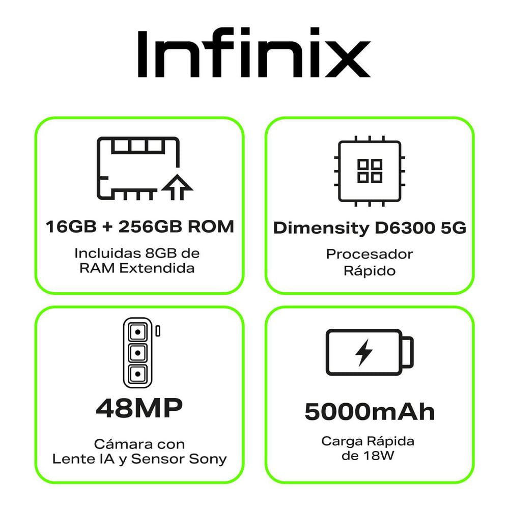 Celular INFINIX HOT 50 5G 256 GB 8 GB RAM Verde img #2