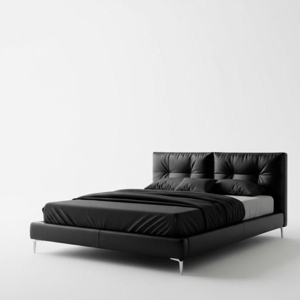 Cama Brunette Queen En Cuero Natural img #1
