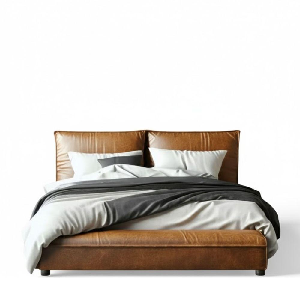 Cama Candlebox King En Cuero Natural img #1