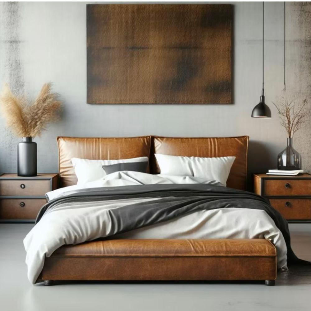 Cama Candlebox King En Cuero Natural img #3
