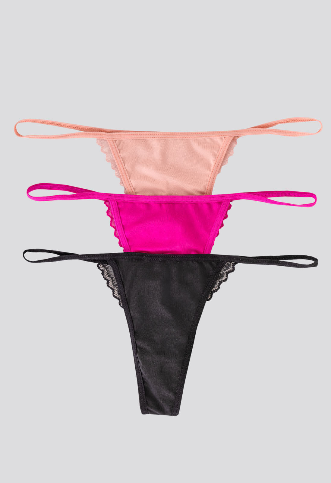 Brasilera Paq X3 Mujer Negro/Fucsia/Rosa FI 7313